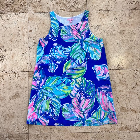 Lilly Pulitzer Silk Jackie Tank Shift Dress Casa Del Sol Blue Pink Tropical - Picture 3 of 7
